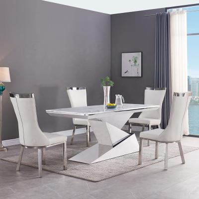 China Dining Table Furniture 6 Seater Stable Italian Metal Base Home Dining Table Set Luxury Marble Dining Table for sale