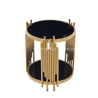 China Euro living room coffee side tablel luxury gold modern marble top side table and black glass side table for sale