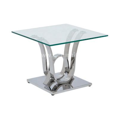 China Euro design side table living room furniture stable side coffee table set modern metal side glass top table for sale