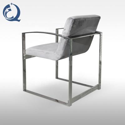 China Modern Luxury Leisure Dining Room Furniture Velet Stable Gray Leisure High Back Chair for sale