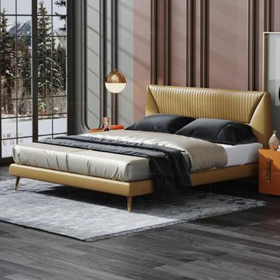 China Double Bed Bedroom Furniture Eco - Friendly Modern Luxury Leather Soft Bed New Design for sale