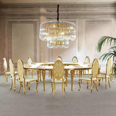 China Full Moon Modern Round Stainless Steel Golden Wedding Banquet Dining Wedding Moon Table for sale