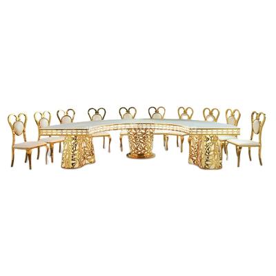 China Modern wedding table decorations luxury gold wedding LED banquet tables modern wedding table for sale