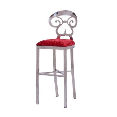 China High Back Furniture Modern Metal High Bar Chair Modern Design Steel Base With Flattening Design Seat Stools Red Soft Bar Chairs for sale