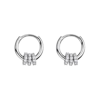 China TRENDY Chaozhong Minimalist style Casual sporty 925 Sterling Silver with zircon Circle hoop Earrings women for sale