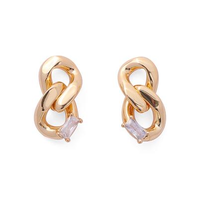 China Casual/Sporty Chaozhong niche temperament earring 18k gold plated Zircon Inlaid brass chain Earrings women for sale