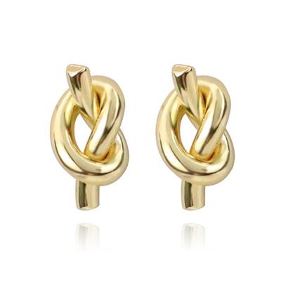 China TRENDY Chaozhong Minimalist style 18k gold plated Creative personality twisted simple earrings knotted earrings women for sale