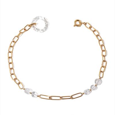 China TRENDY Chaozhong new design Brass chain  18k real gold electroplating crystal glass beads niche Necklace women for sale