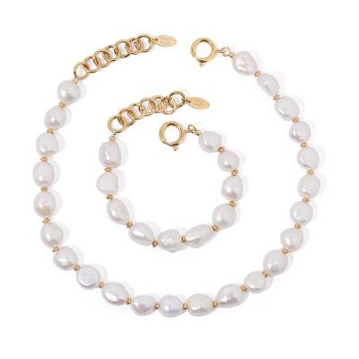 China Vintage Chaozhong Natural Freshwater jewelry Exaggerated Vintage Baroque Pearl Bracelet Necklace women for sale