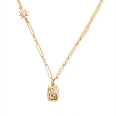 China TRENDY Chaozhong 18K Gold Plated Zircon Inlaid Square Pendant necklace for women for sale