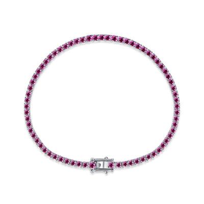 China Luxury Chaozhong luxury s925 sterling silver bracelet women fashion tennis chain colored zircon bracelet for sale