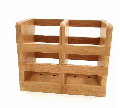 China Sustainable Bamboo Utensil Holder Cutlery Basket Organizer Box for sale