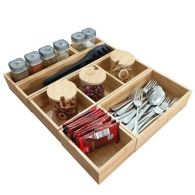 China Sustainable Natural Bamboo Drawer Organizer And 6 Compartment Set 8 Divider Storage Box for sale