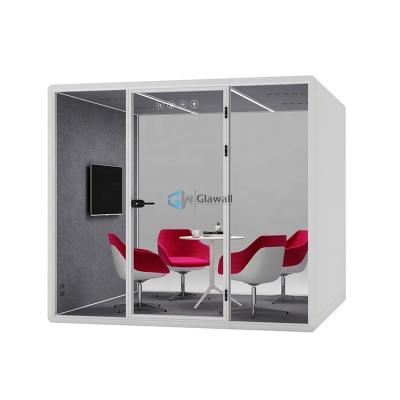 China EUROPEAN Acoustic Glass Office Booth Glass Acoustic Pod With TV Television for sale