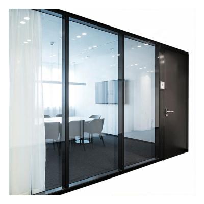 China Modern portable framed glass partition door office partition wall fixed compartment for commerical building for sale