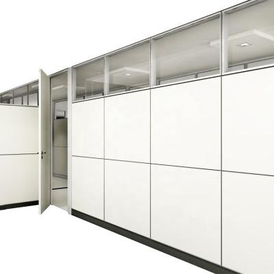 China Customized Modern Aluminum Office Single Glazed Glass Partition Walls With Steel Solid Panel for sale