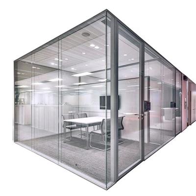 China EUROPEAN Frame Acoustic Office Non Meeting Glass Partition Wall With Swing Door for sale