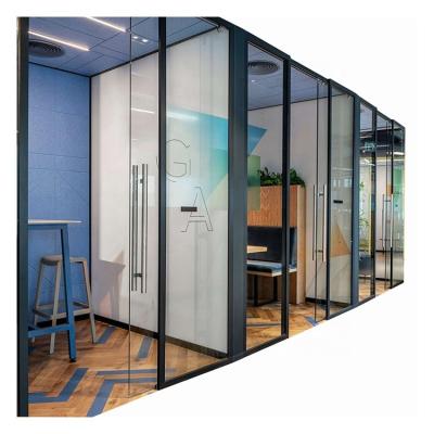 China EUROPEAN Interior Tempered Glass Aluminum Frame Removable Partition Walls With Sliding Door for sale