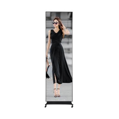 China Wifi 4g Indoor Full Color Commercial Floor Standing Vertical Advertising Trolley Led Poster Display Screen for sale