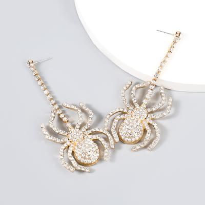 China Eco-friend retro exaggerated female alloy diamond rhinestone spider personality trend earrings for sale