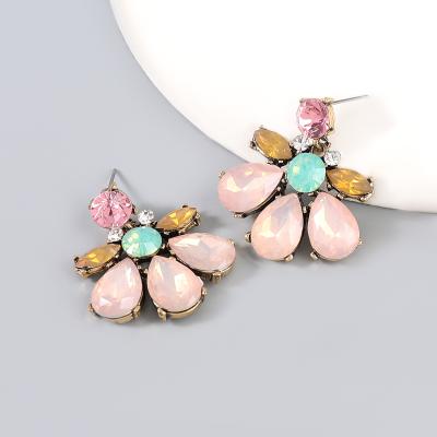 China 2021 New Eco-Friend Alloy Diamond Rhinestone Flower Trend Party Bohemian Earrings for sale