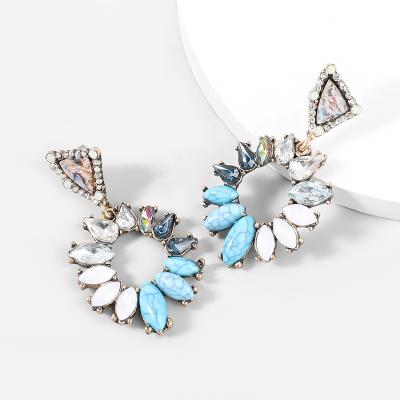 China 2021 New Bohemia Alloy Eco-Friend Diamond Rhinestone Resin Geometric Party Earrings for sale