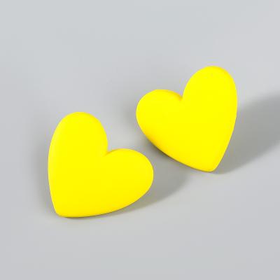 China 2021 Eco-Friend Fashion Candy Color Resin Love Heart Shaped Female Exaggerated Cute Girl Heart Earrings for sale