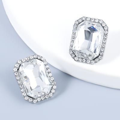 China 2021 Eco-friend fashion alloy diamond-studded retro street style acrylic square female earrings for sale