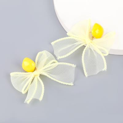 China Eco-friend 2021 new wholesale hot sale resin fabric bow earrings for sale