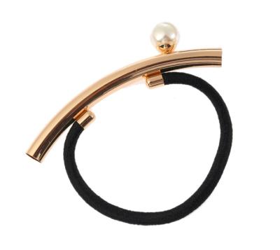 China Eco-friend Alloy Plating Bead With High Elastic Hair Rope Hair Band for sale