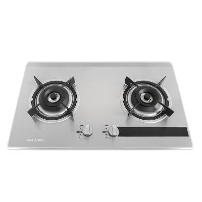 China Popular Household Stainless Steel Gas Hob 2 Burner Kitchen Gas Cooktop for sale