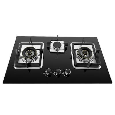 China High Quality Household Household Tempered Glass Top 3 Burner Gas Stove Gas Stove for sale