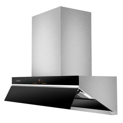 China Household Side-Suction Hood Glass Side Wall Household Kitchen 3 Speed ​​Touch Switch Bulkhead Filter Chimney Hood Range Hood for sale