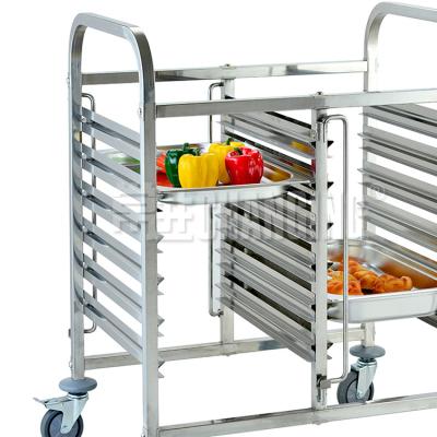 China Restaurants / Hotel Restaurant Bakery Rack Roll Pan Sheet Racking Trolley Hotel / Canteen Gastronorm Bakery Trolley with Lockable Wheel Casters Aluminum 10 Row for sale