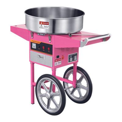 China Snack Factory Cotton Candy Machine With Wheel Trolley Commercial Floss Maker For Family And Various Party 20.5 Inch Pink for sale