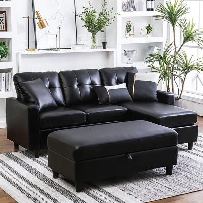 China Hot Sale Modern Living Room Faux Leather Sectional Sofa (Other) Adjustable Squares Modern Sofa Set For Living Room Furniture for sale