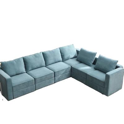 China Home Sofa Convertible Modern Modular L Shape Fabric Sofa Set Furniture Blue Sectional Sofa With Storage In Living Room for sale