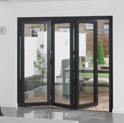 China Aluminum Frame Folding Glass Patio Doors High Security Hurricanes Resistance for sale