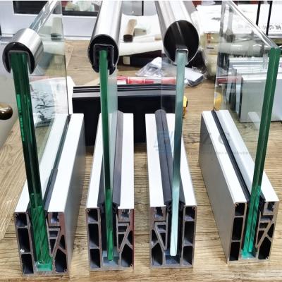 China Clear Safety Aluminum U Channel Glass Railing Powder Coated Aluminum Glass Balustrade for sale