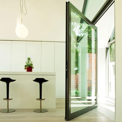 China Aluminum Alloy Frame Luxury Design Laminated Tempered Glass Pivot Front Door for sale