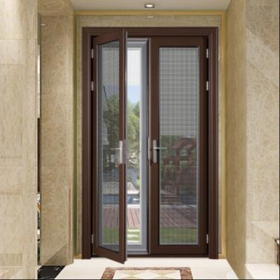 China Aluminium Double Glass Swing Door Store Front Aluminium Double Hinged Doors for sale