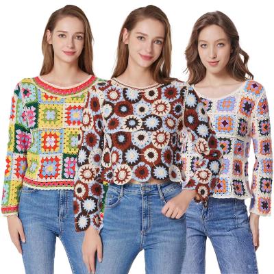 China 2023 New Fashion QUICK DRY Women's Long Sleeve Sweater Handmade Crochet Tops For Women for sale