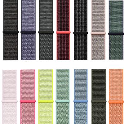 China Bling Diamond Beaded Glitter Nylon Braided Solo Chain Wrist Straps Cloth Women Buckle Pouch For Apple Watch Band 40mm 44mm for sale