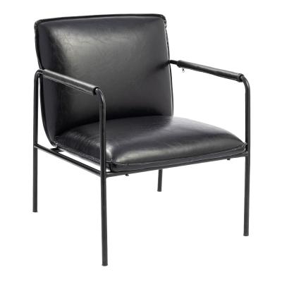 China Black Tufted Faux Leather Accent Chair Armchair for sale