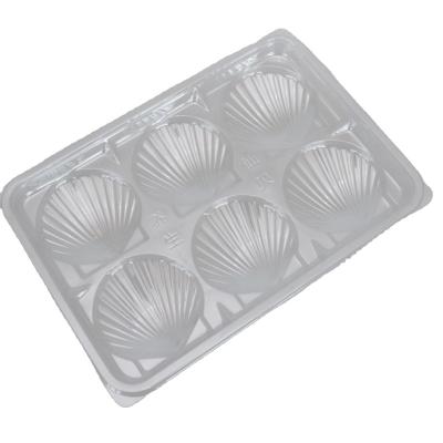 China Disposable/Divided 6 Holes PET /PP Sea Urchin /Oyster Packing Cool Tray With Custom Plastic Food Box for sale