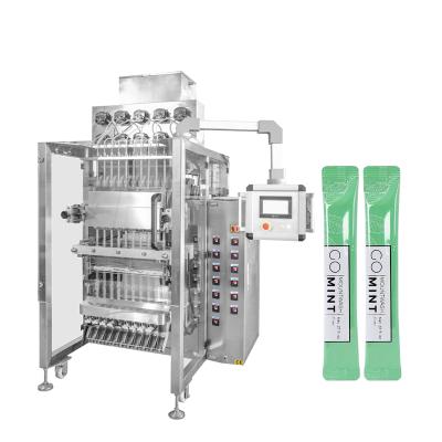 China Fully automatic 4 lane 6 lane filling stick sachet packaging with liquid pump sauce packet ketchup packing machine price for sale