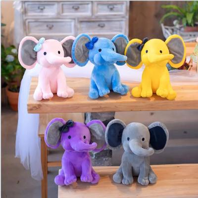 China Eco-friendly Material Custom Soft Stuffed Animal Plush Kid Cute Kawaii Heat Transfer on Ear Elephant Animal Baby Huggable Cozy Adorable Plushies Toys for sale