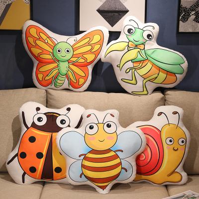 China Eco-friendly Material 3D Digital Printed Stuffed Animal Kid Toy  Cartoon Insect Butterfly Pattern Soft Throwing Pillow Plush Sofa Cushion for sale