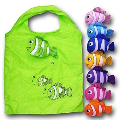 China Fish Folding Shopping Bags, Colorful Foldable Handle Bag, Eco Reusable Tote Bags for sale