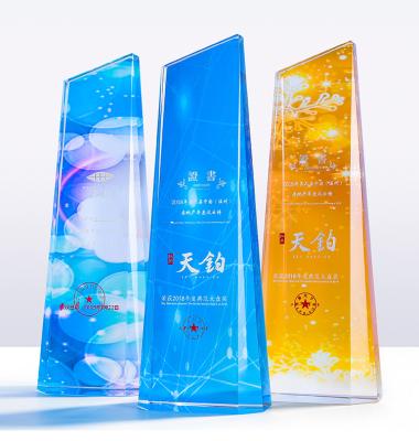 China China Beautiful Custom Made Crystal Star Trophy , Colorful Crystal Trophy for sale